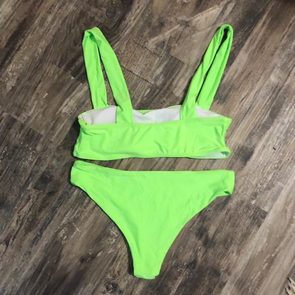 Lime green bikini with high cut bottoms. - Picture 2 of 2